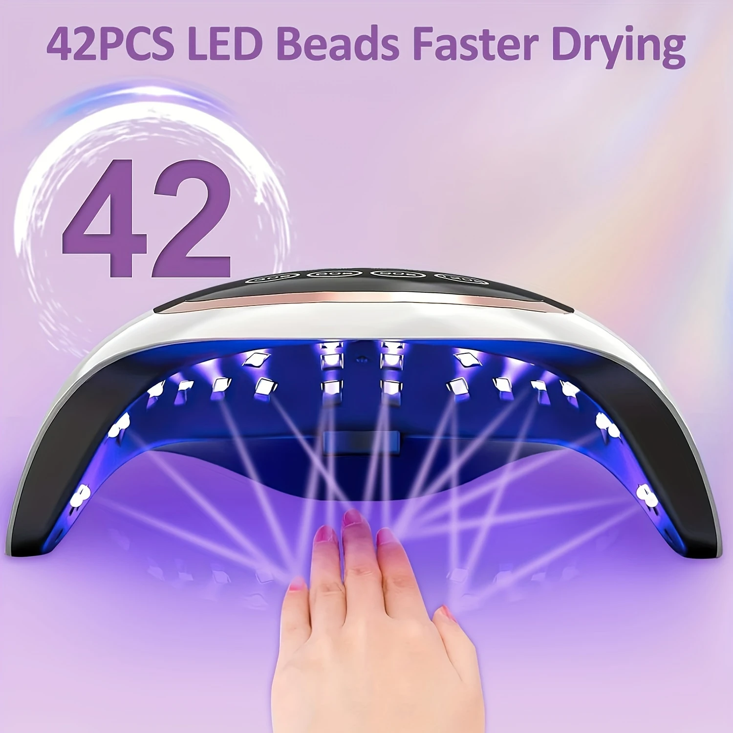 UV LED Nail Lamp with LCD Display, Auto Sensor, and 4 Timer Settings - Salon-Quality Home Nail Dryer with 42 Diamond-Cut Beads f