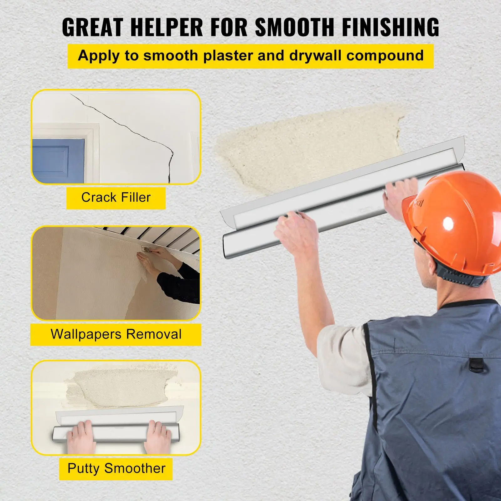 Skimming Blade,40 inch Smoothing Knife, European Stainless Steel Construction, Aluminum Profile Knockdown Spatula for