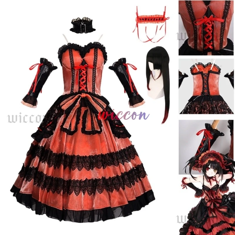 

Tokisaki Kurumi Cosplay Anime Date A Live Costume Gorgeous Sweet Uniform Dress Headwear Halloween Party Role Play Clothing S-3XL