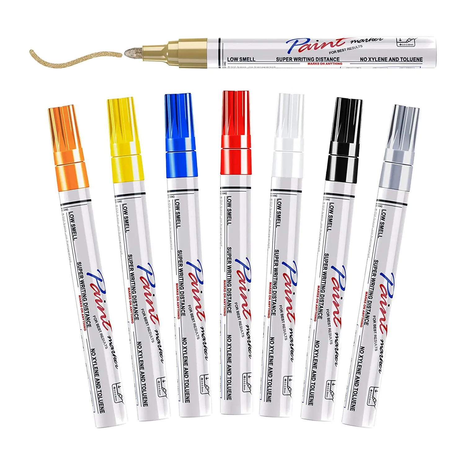 

Paint Marker Pens for Metal, Fabric, Canvas, Wood, Rock Painting, Glass, Mugs, Plastic - Set of 8 Oil Based Paint Marker