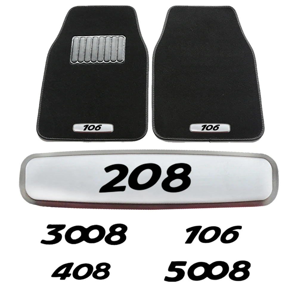 2PCS Car floor mats metal emblem stickers For Peugeot 106 108 206 207 208 301 306 307 308 407 408 508 607 3008 4008 5008 GTI RCZ