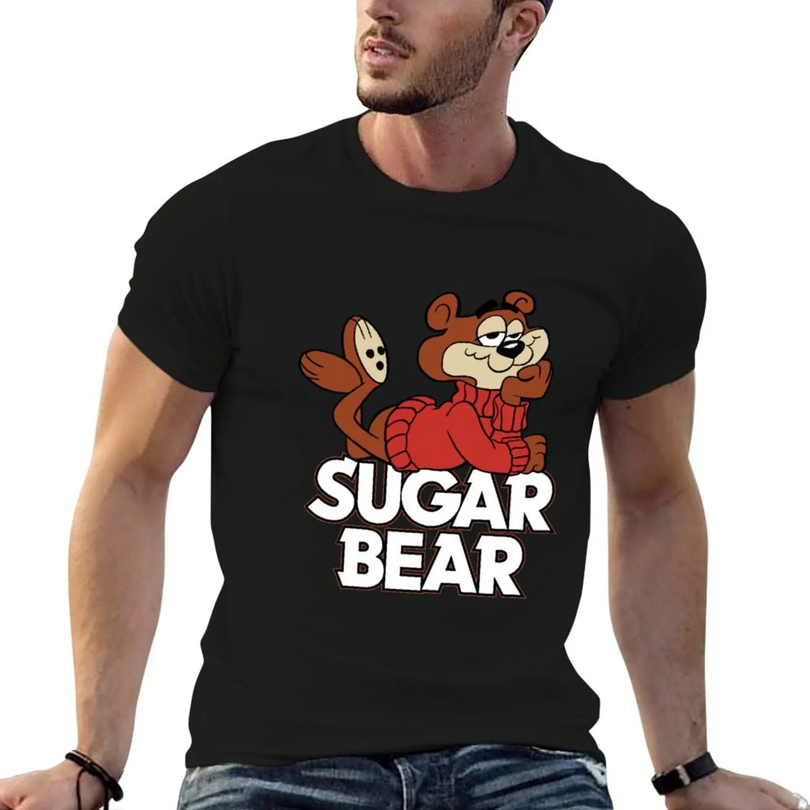 Classic Sugar Bear Cereal Mascot Character and Typography T-Shirt graphics baggy shirts mens graphic t-shirts hip hop