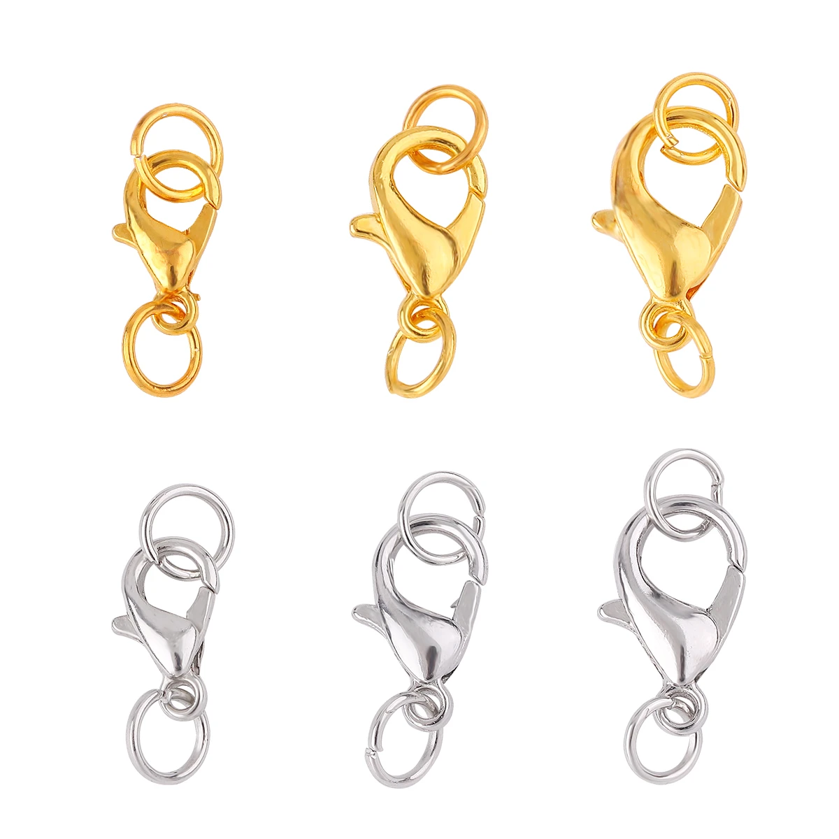 10Set/lot  Metal Lobster Clasp Hooks Jump Rings End Connectors For DIY Bracelet Necklace Chains Buckle Jewelry Making Supplies