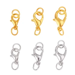 10Set/lot Metal Lobster Clasp Hooks Jump Rings End Connectors For DIY Bracelet Necklace Chains Buckle Jewelry Making Supplies