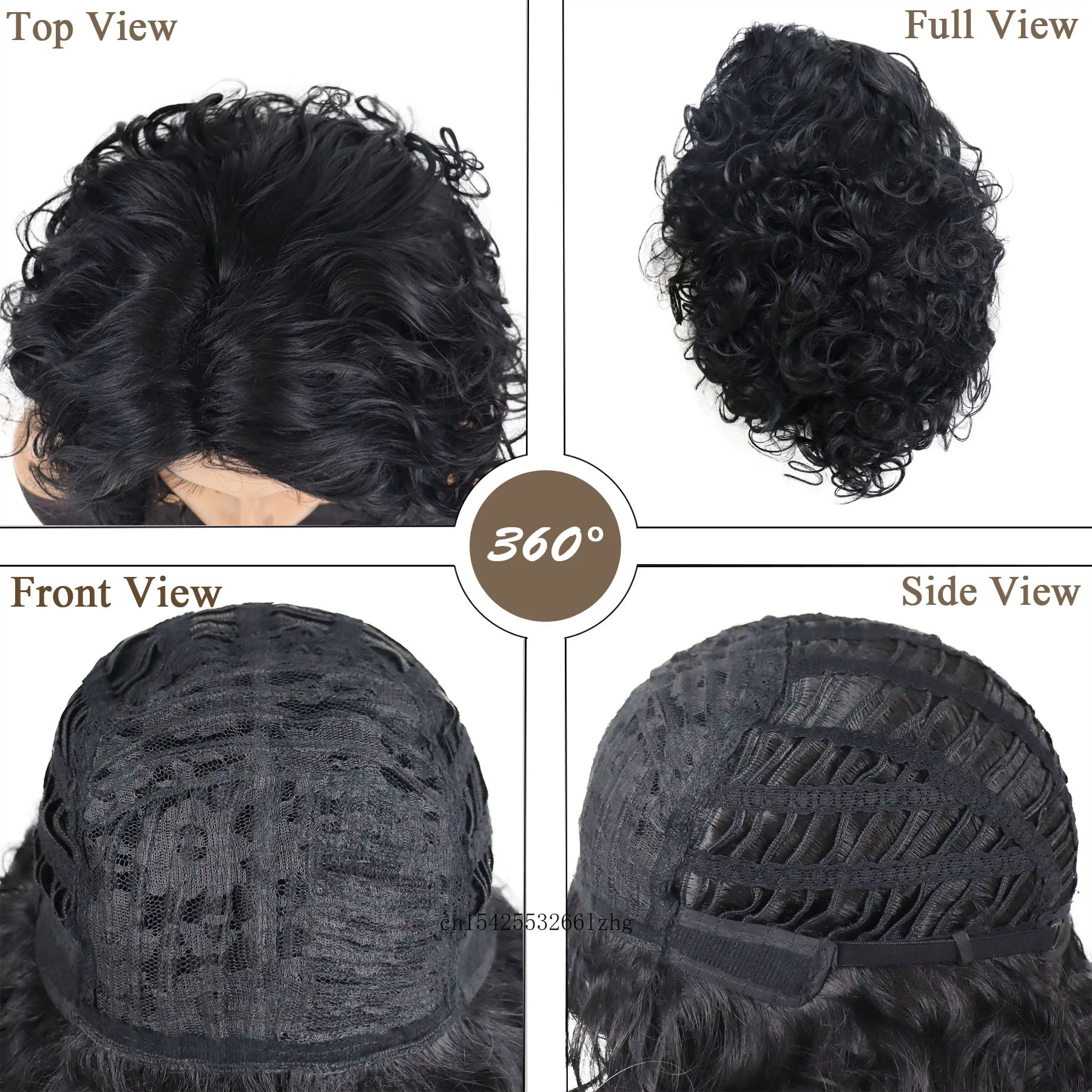 Wig pendek sintetis gnimemil untuk wanita Wig keriting Afro hitam Wig wanita sehari-hari rambut halus alami Wig Cosplay wanita tahan panas