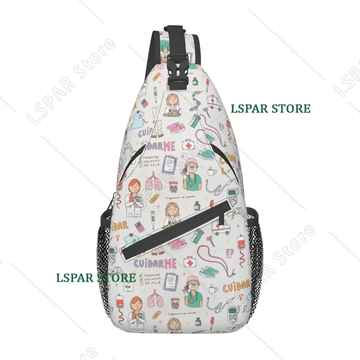 Funny Enfermera En Apuros Sling Bag For Doctor Nurse Crossbody Chest Bags Medical Pattern Theme Shoulder Backpack Daypack