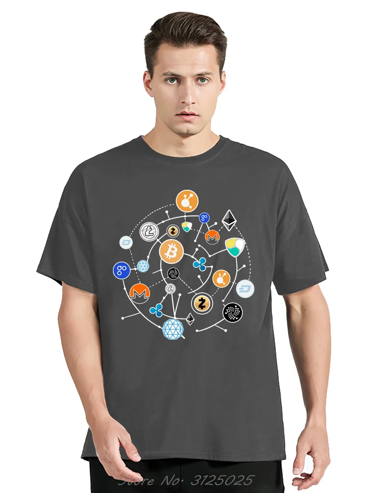 Men's Clothing Cryptocurrency Pure Oversized T-shirt Streetwear Fitness T Shirt Bitcoin BTC Crypto Currency Cotton Tshirt