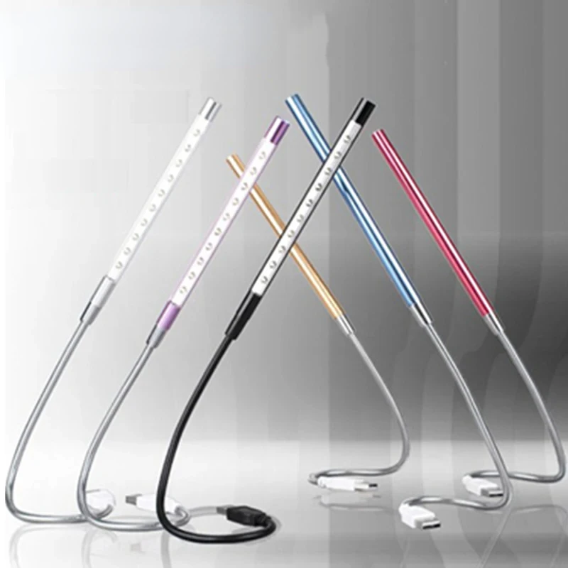 Lampe de lecture flexible pour ordinateur portable, lampe LED USB, 6 couleurs, 10 gibles