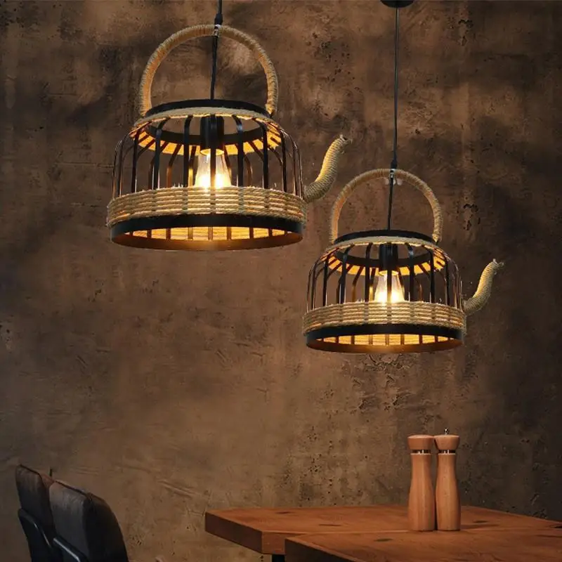 

Retro Loft Rope Chandelier Industrial Vintage Light Restaurant Shop Internet Cafe Lamp Bar Iron Dining Room Pendant Lights