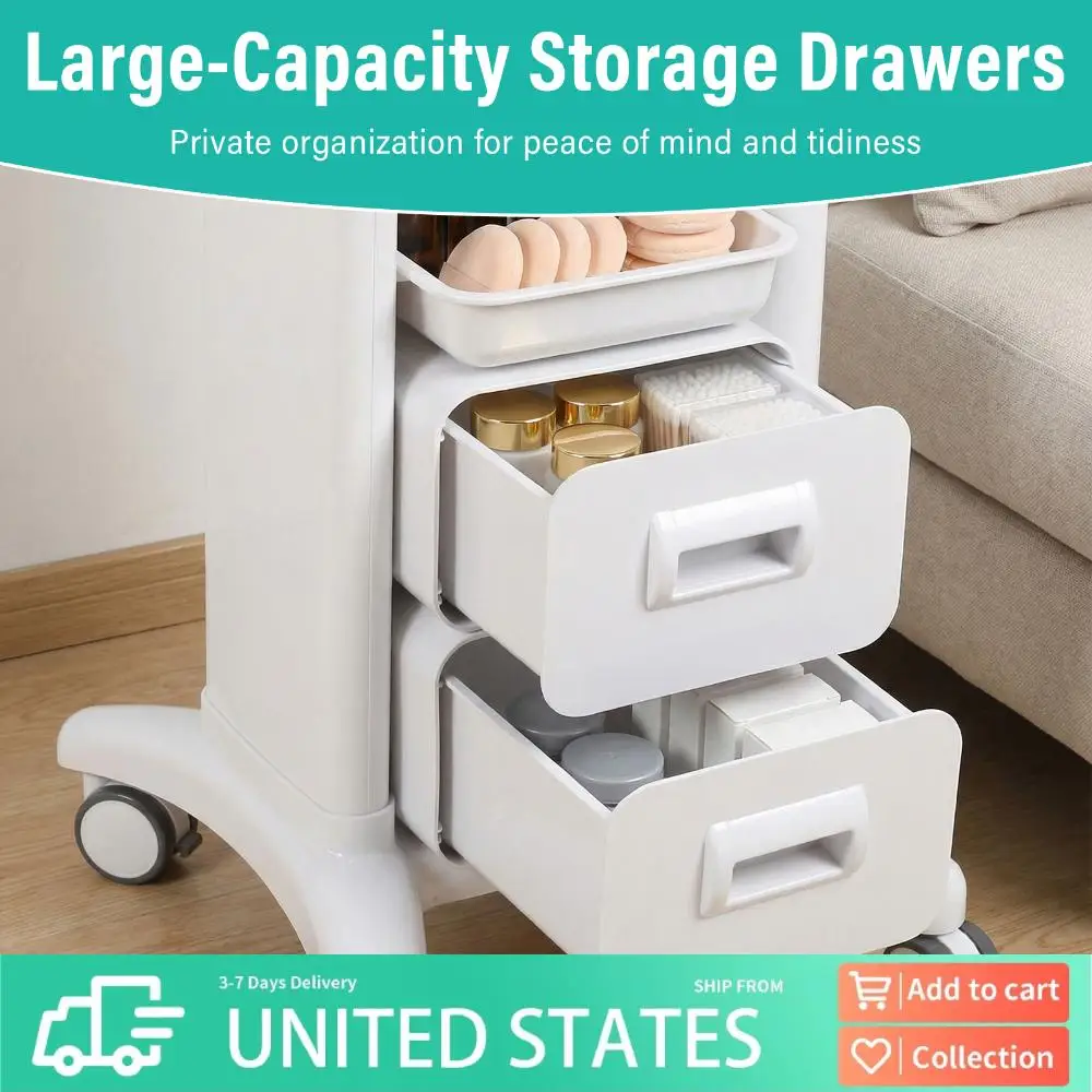 

Мобильная тележка-органайзер на колесах с выдвижными ящиками для медицинских и лабораторных инструментов, грузоподъемность до 60 кг, для лабораторий, больниц, стоматологических клиник и офисов