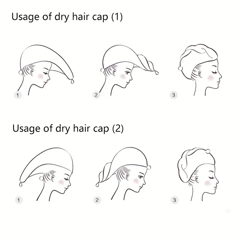 여성용 빠른 건조 헤어 캡, 흡수성 산호 양털 샤워 캡, 머리 건조 및 포장용 두꺼운 수건 포함, 1 개