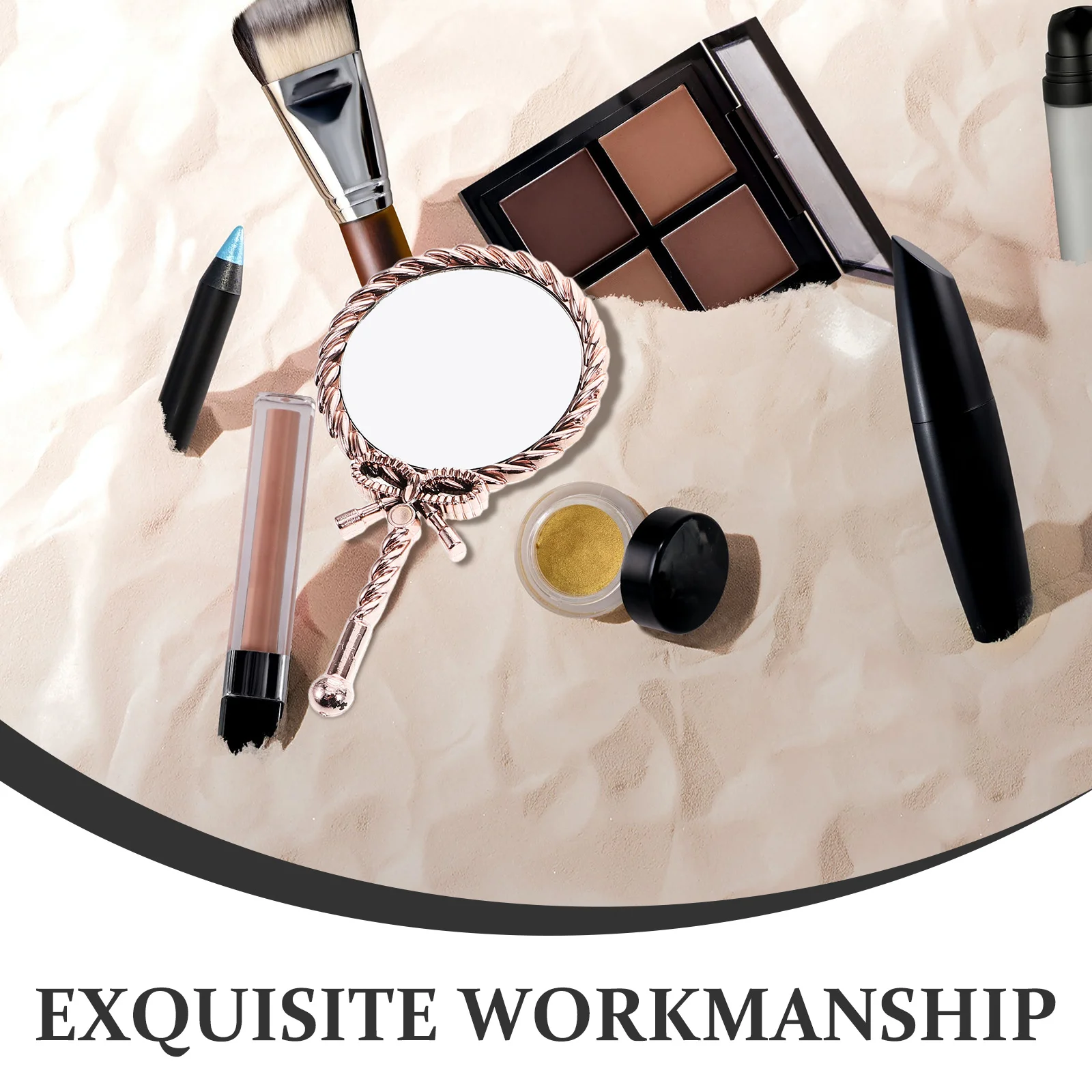 Specchio per trucco vintage portatile da 3 pezzi con cornice in plastica, manico elettrolitico, specchio compatto portatile per viaggi a casa da donna