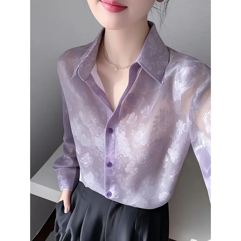 Sonnenschutzhemd für Damen, Frühjahr 2025, neu, einzigartig, schön, Bürodame, gut aussehendes Oberteil mit langen Ärmeln im französischen Stil