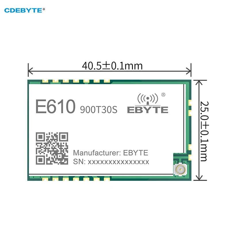 Беспроводной модуль CDEBYTE E610-900T30S 868 МГц, Высокоскоростная непрерывная передача 30 дБм, 10 км, низкая задержка, высокоскоростной интерфейс IPEX SMD