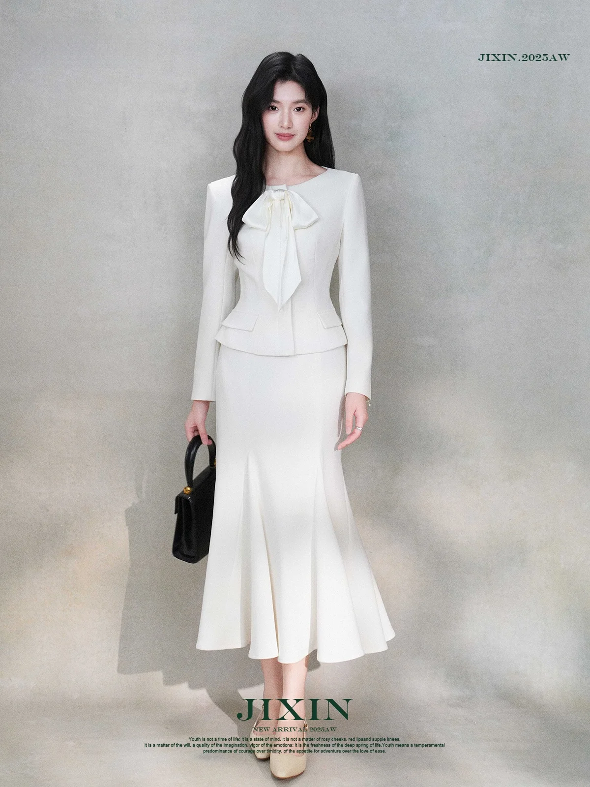 

Sweet Sle Suit Set Waist-Cinching Jaet And Skirt Two-Piece Suit Ele Slimming Ladies' Faion for Autumn