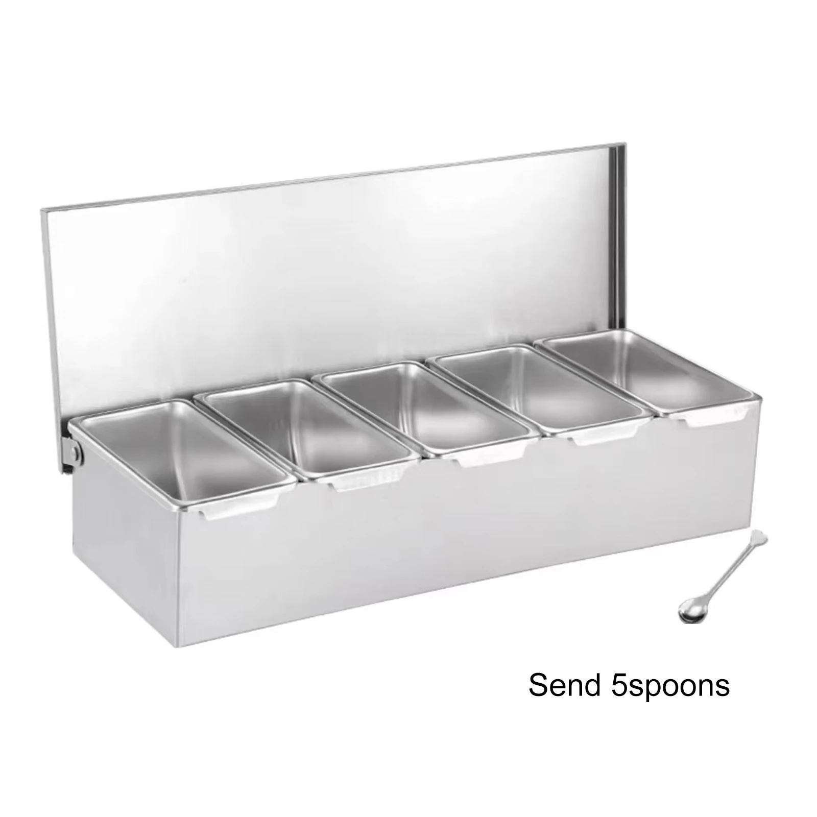 

Stainless Steel Seasoning Box with Spoon Hotel Household Storage Tank