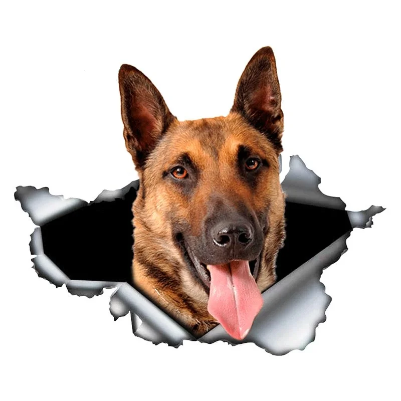 Creative Animal Belgian Malinois Car Sticker Torn Metal Decal Stickers Waterproof Shepherd Pet Dog 3D Vinyl Decals