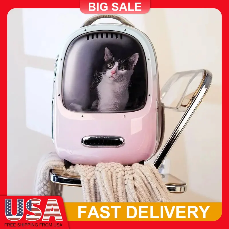 

Pet Backpack Carrier with Built in Fan and Light Ventilated Travel Bag for Small Dogs Cats Airline Approved Lightweight Washable