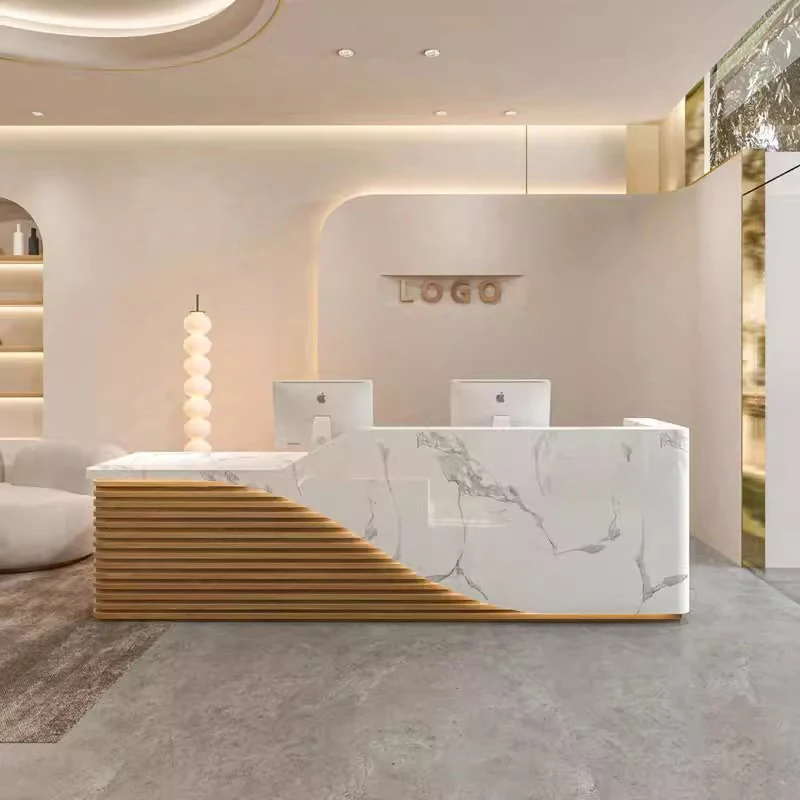 Banco reception rotondo personalizzato per sala da pranzo Banco reception bianco per hotel moderno