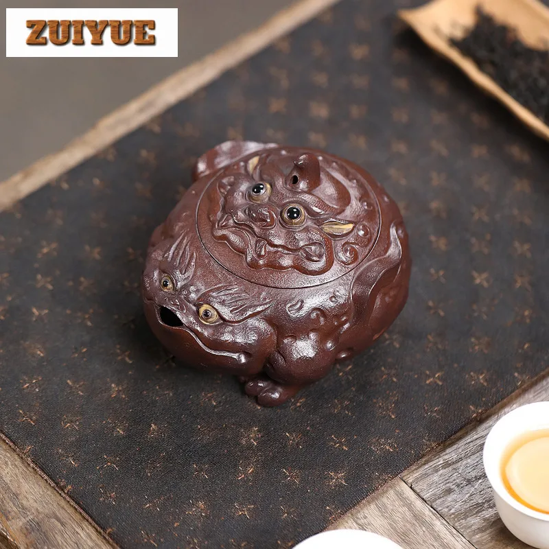 

270ml Handmade Yixing Purple Clay Teapots Handmade Sho Zhua Pot Raw Ore Purple Mud Tea Making Kettle Zisha Tea Set Tea Ceremony