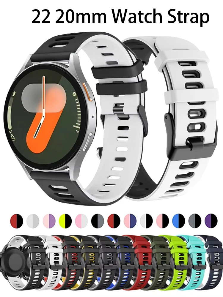 20mm 22mm Sport Strap For Samsung Galaxy Watch 7-FE-6-5-pro-4-Classic band 40mm 44mm Silicone bracelet Amazfit bip/U/S straps