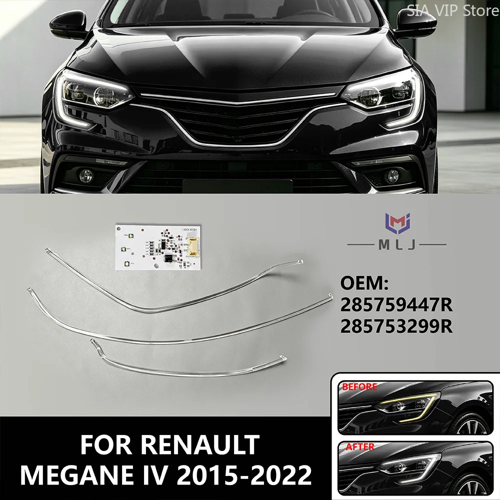 Для Renault Megane IV 2015-2022 OEM 285759447R 285753299R Светодиодная трубка-световод DRL, плата LED Angel Eye, плата DRL