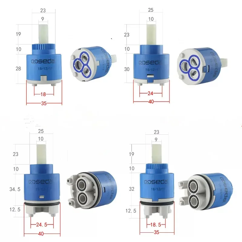 Cartridge Keramik Spanyol Terkenal Sedal Merek 35 Mm/40 Mm Tinggi Kaki Keran Keramik Cartridge Keran Valve Faucet Aksesoris