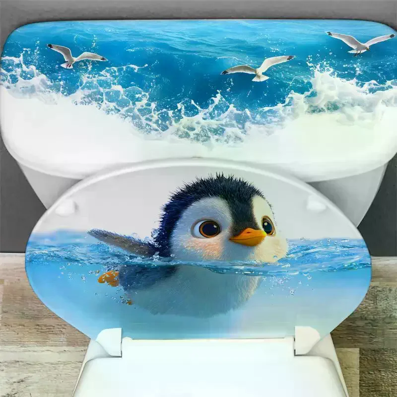 

Креативные самоклеящиеся милые наклейки с пингвинами для туалета, водонепроницаемые декоративные наклейки для ванной комнаты