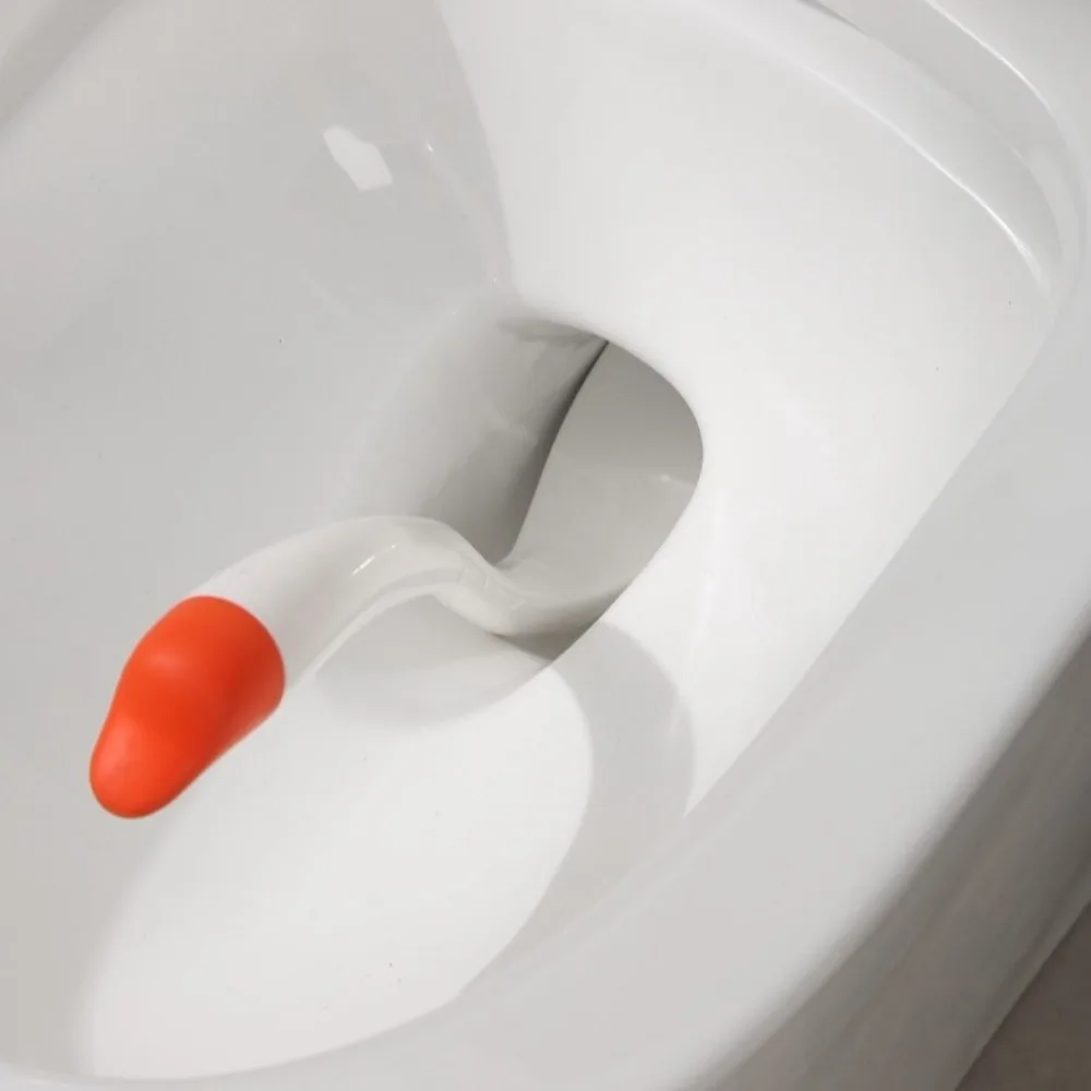 

Swan Shape Long Handle Toilet Brush Dense Bristle Head Plastic Toilet Brush Holder Household Cartoon Toilet Cleaning Brush
