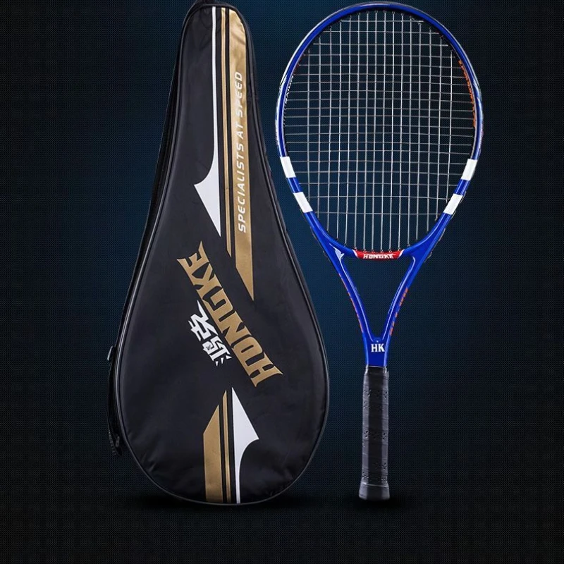 

Теннисная ракетка из углеродного волокна, набор для любителей и начинающих с амортизирующей рукояткой, цельной рамой и прочной игрой на открытом воздухе