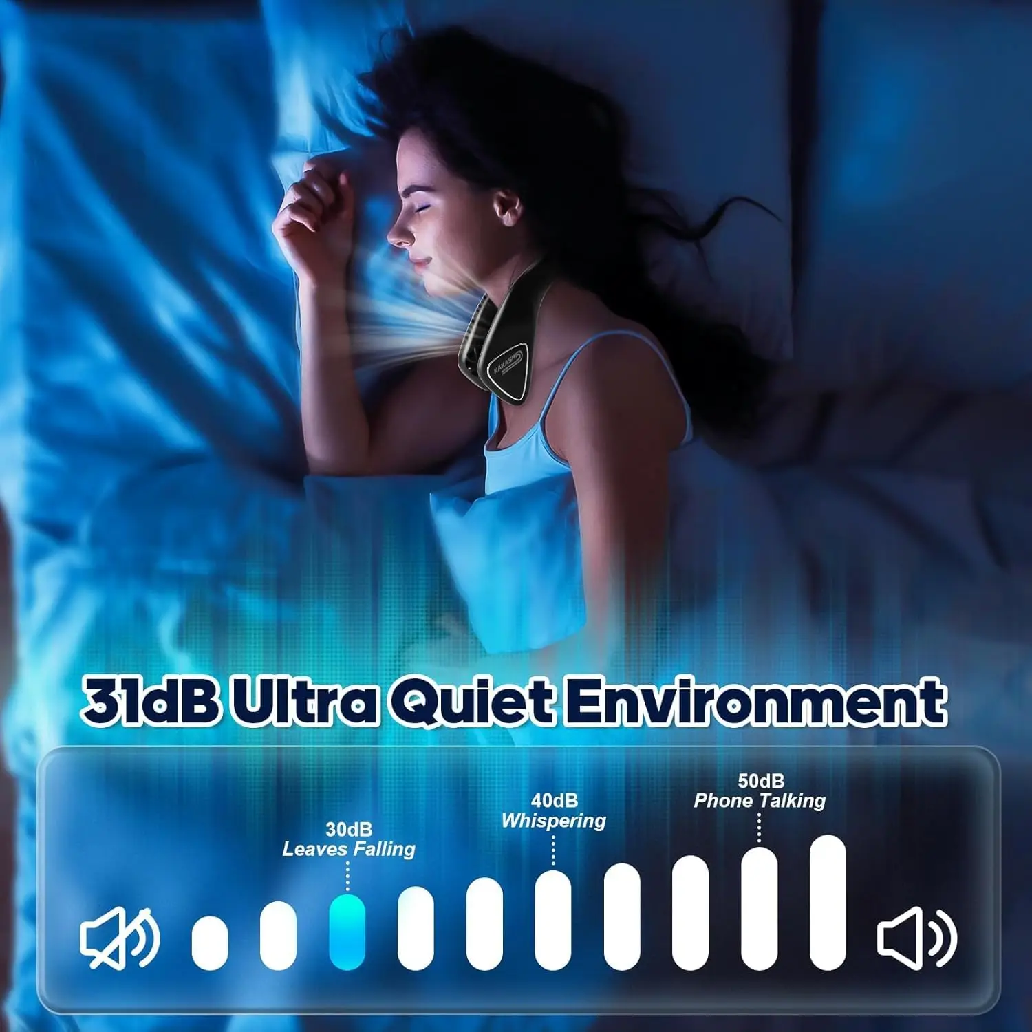 2026 New Upgrade Kakashi 6000mAh Portable Neck Fan Rechargeable, Bladeless Operated Wearable Personal Fan With 3 Speeds, 360°Coo