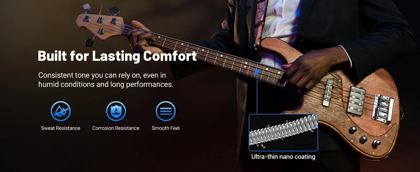 E-Gitarrensaiten, Gitarrensaiten mit Kugelende und vernickelter Stahlwicklung, Sechskantkern und Rostschutzbeschichtung, 9-42 Super Light Gauge – Detail 4
