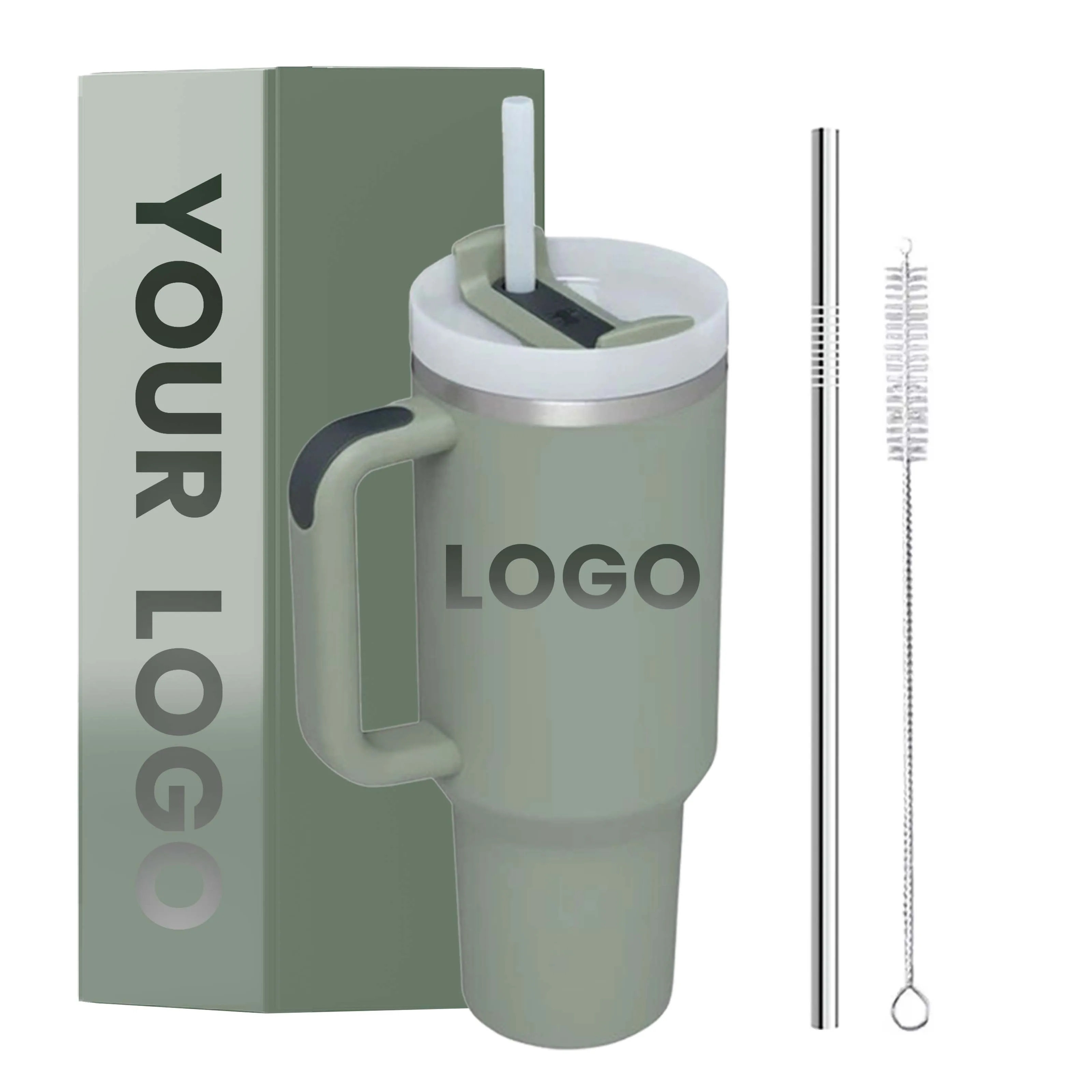 40oz 40 oz Personalized Outdoor Coffee Travel Mugs Stainless  H2.0 Tumbler with Handle and Straw Lid Tumbler Beer cup Tea mug