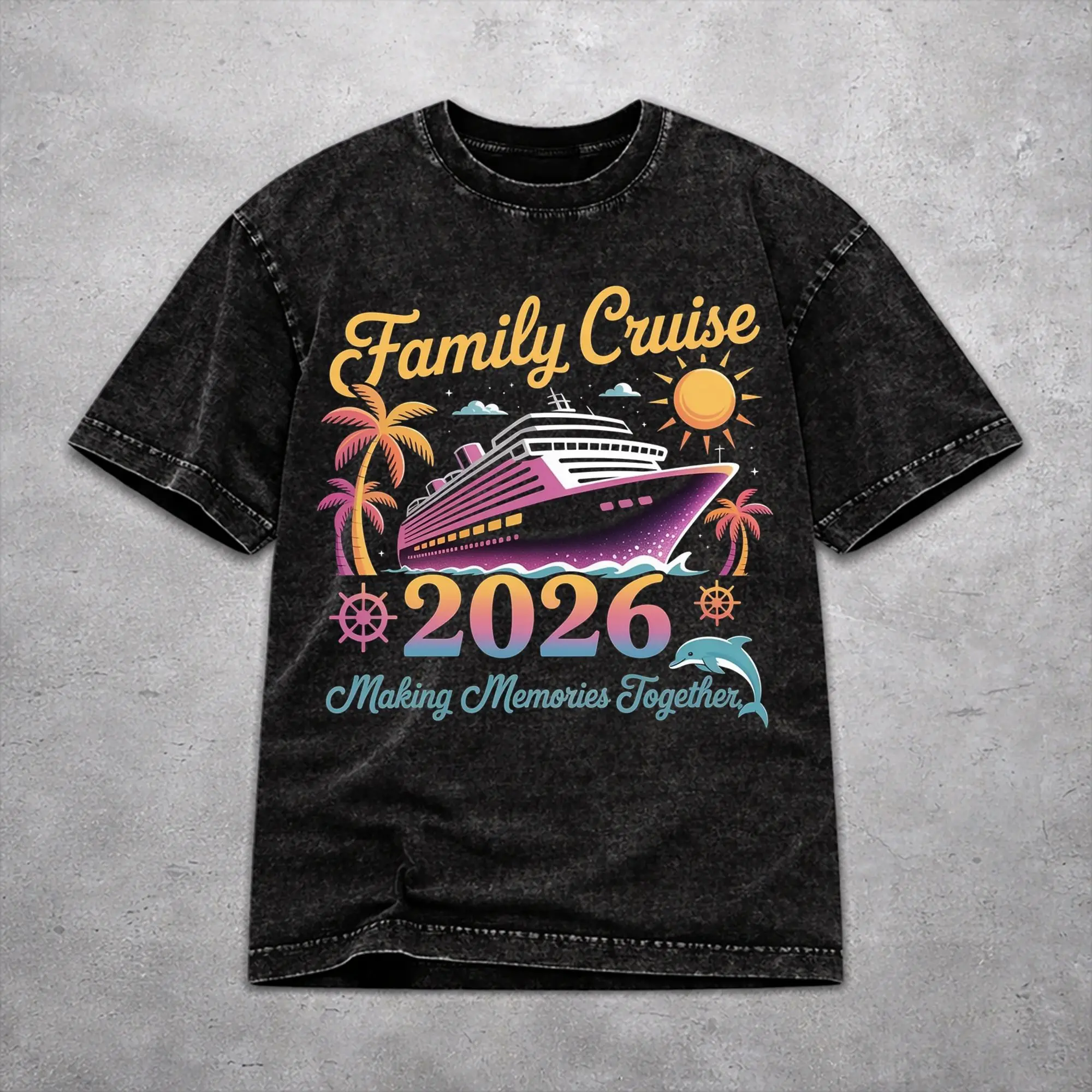 Women Men Family Cruise 2026  T Shirt Printed Washed Cotton Making Memories Together Harajuku Outfit Tees