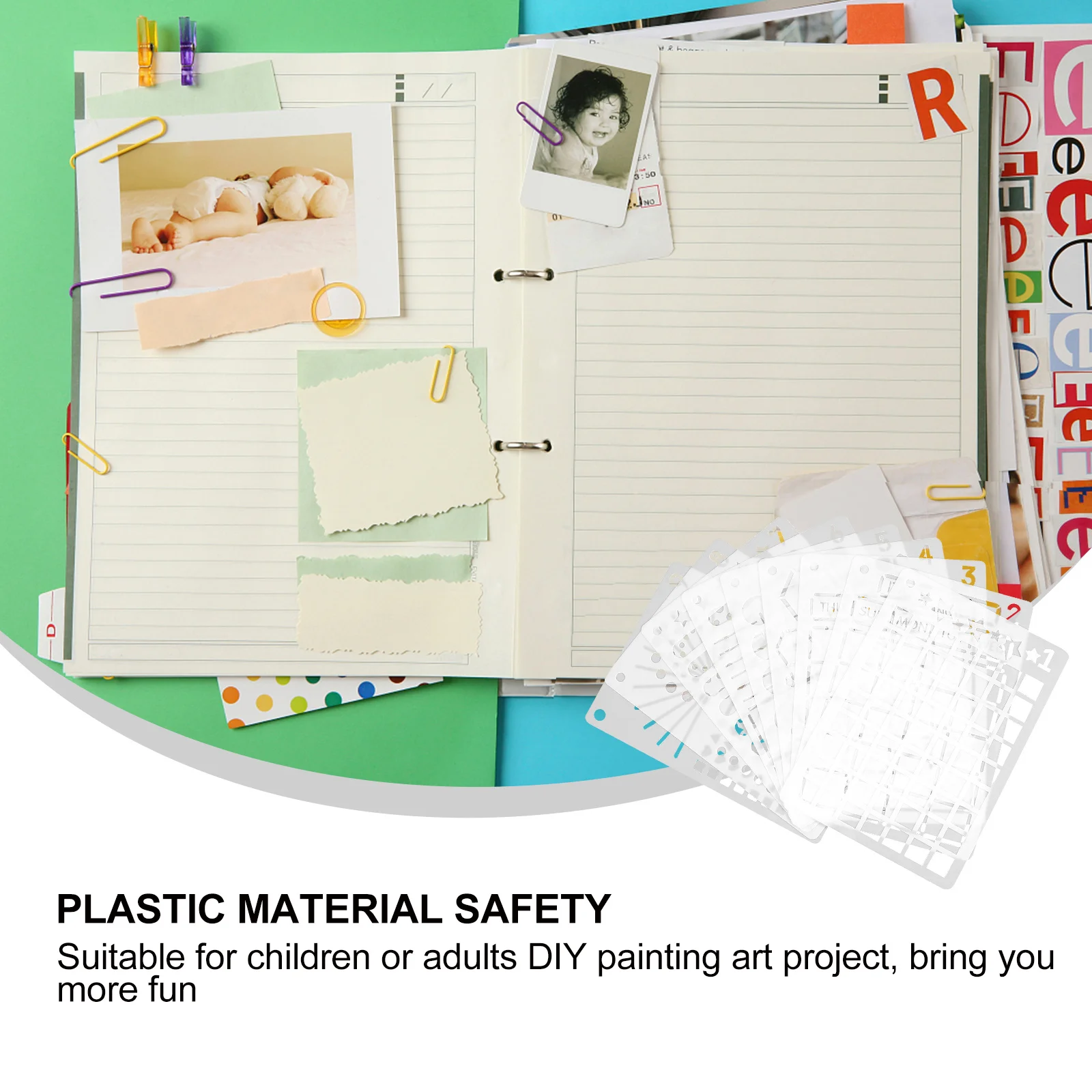 

24Pcs Journal Stencils Plastic Templates Smooth Edges for Notebook Planning Scrapbook Drawing Painting DIY Journal Stencil