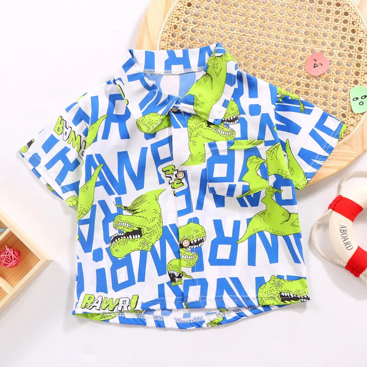 Boys & Girls Shirt 2024 New cotton fabric short sleeve cute loose fit stylish warm print 3D top for kids