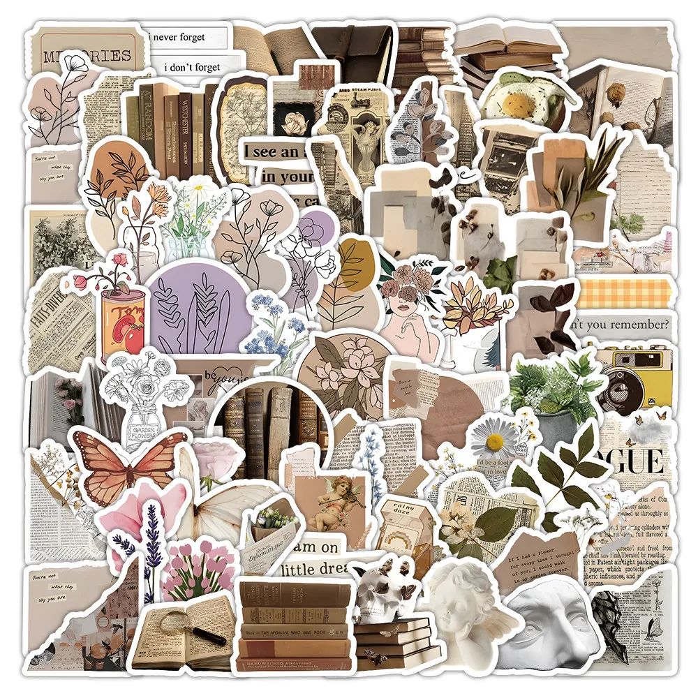 

100-Pcs Vintage Style Sticker Pack - Retro Aesthetic Decals for Journals & Scrapbook DIY Anime Worlds Store