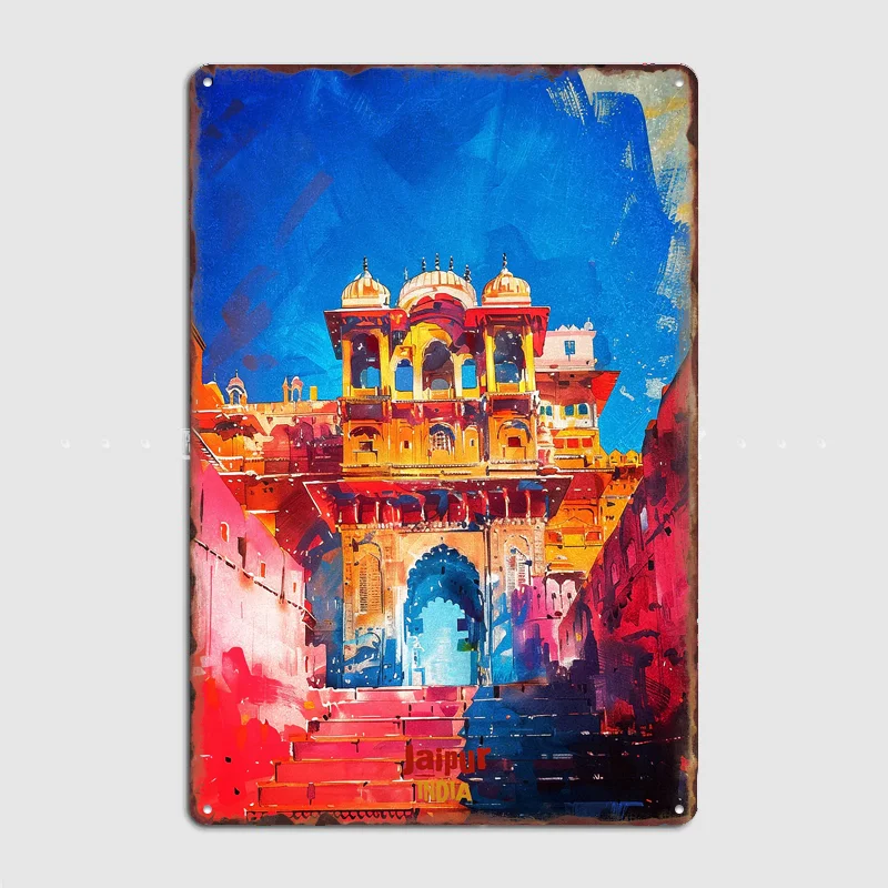 Home Decor Jaipur - Poster Retro Pemandangan Seni Jaipur, Papan