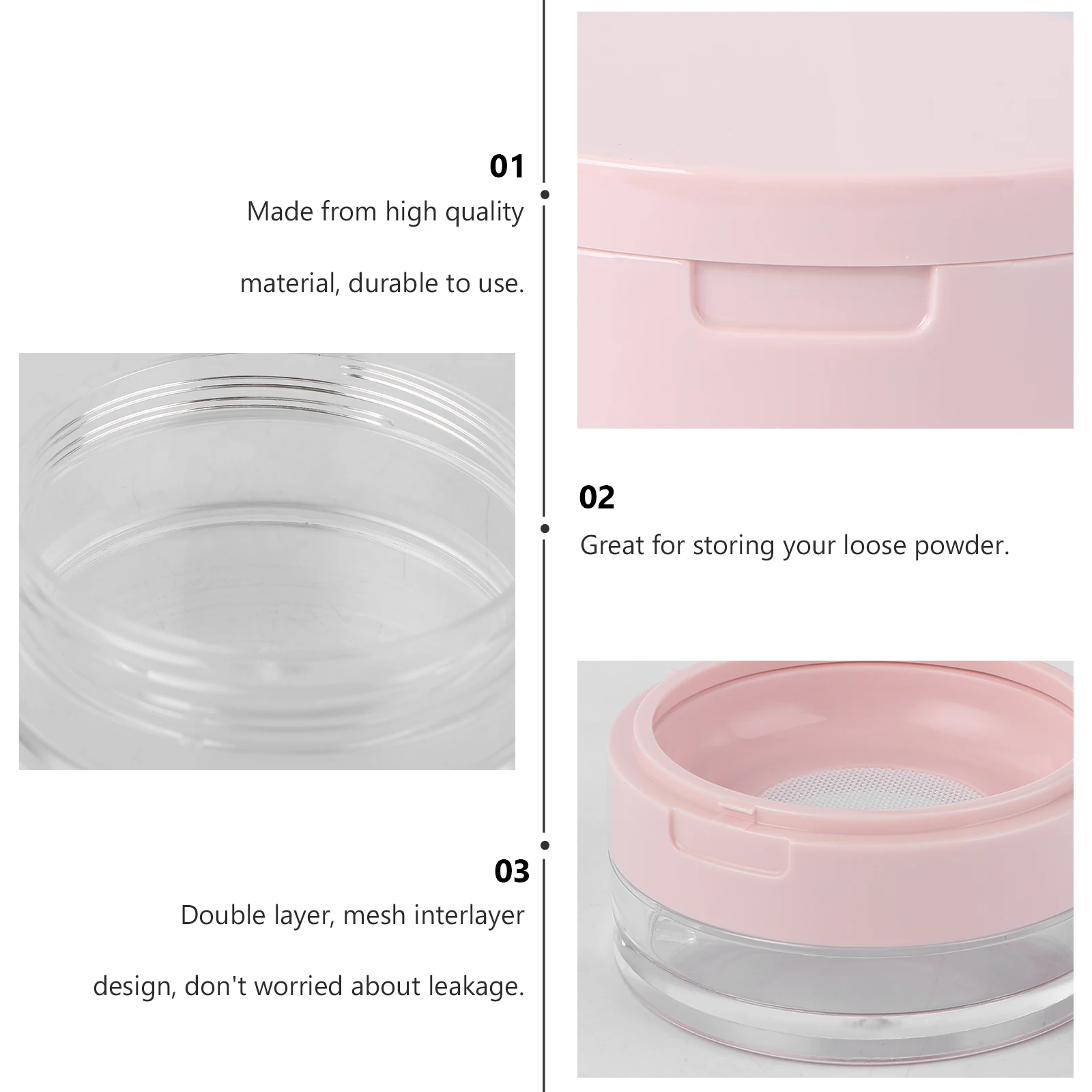 

2Pcs Powder Makeup Case Portable Durable Double Layer Mirror Design Loose Powder Box Makeup Case Holder Travel