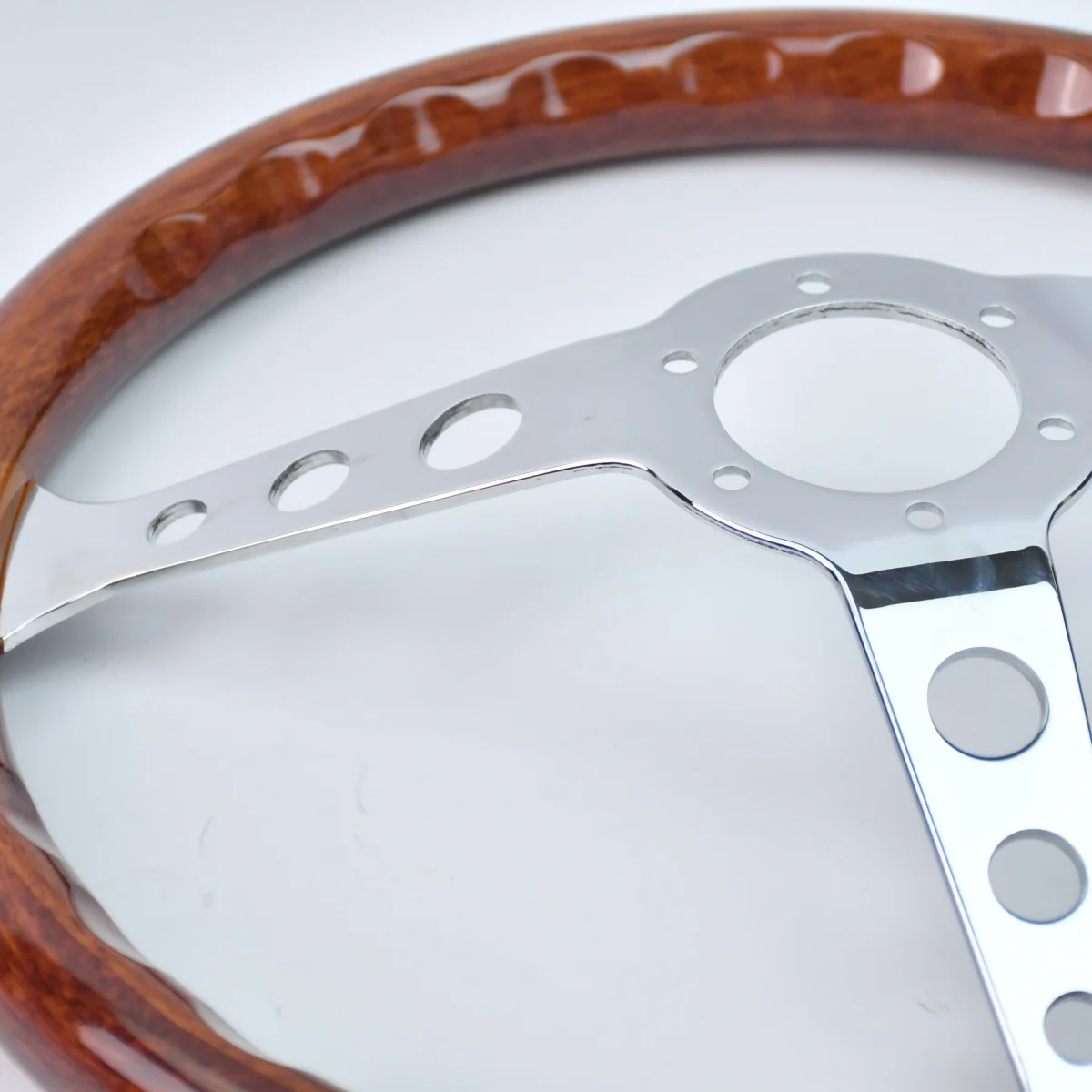 380-mm-Lenkradhalterung mit rundem Loch, 15-Zoll-Lenkrad aus ABS-Material mit Nieten, geeignet für Vintage-Modifikationen – Detail 9