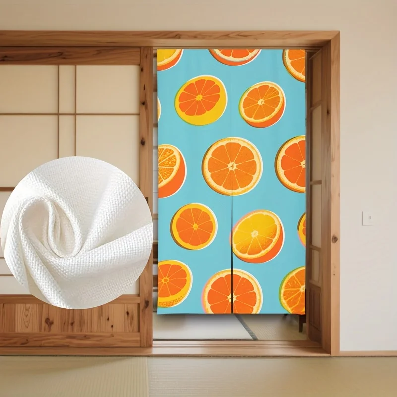 Una pieza de cortina con estampado de naranja fresco, adecuada para particiones en dormitorios, entradas, cocinas, etc.