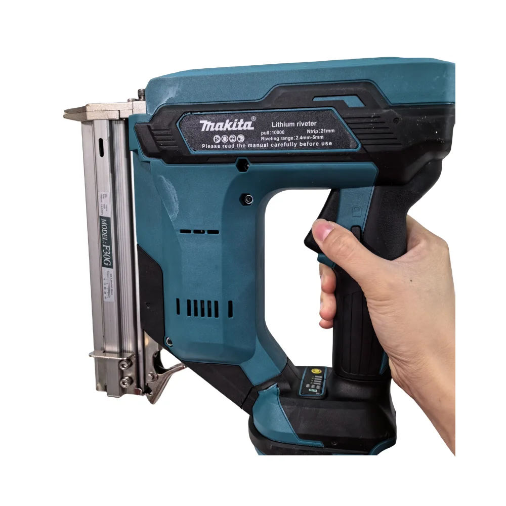 Imagem -04 - Makita-elétrica Pneumática Nail Gun Recarregável Nailer Bateria de Lítio Conjunto de Ferramentas de Carpintaria Decoração Dfn350z 18v