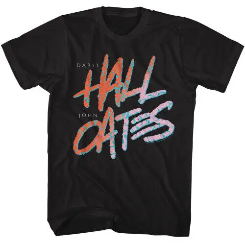 

Hall and Oates 80's Text Black T-Shirt