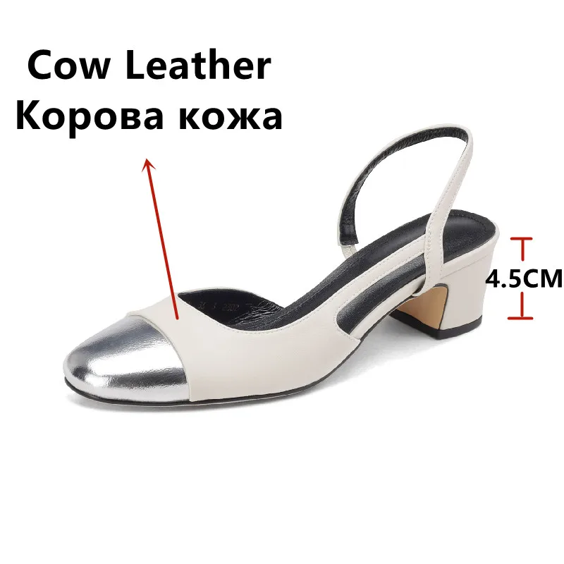 FEDONAS 2024 Elegant Fashion New Women Genuine Leather Sandals Thick Heels Spring Summer Shoes Woman Wedding Party Office Pumps