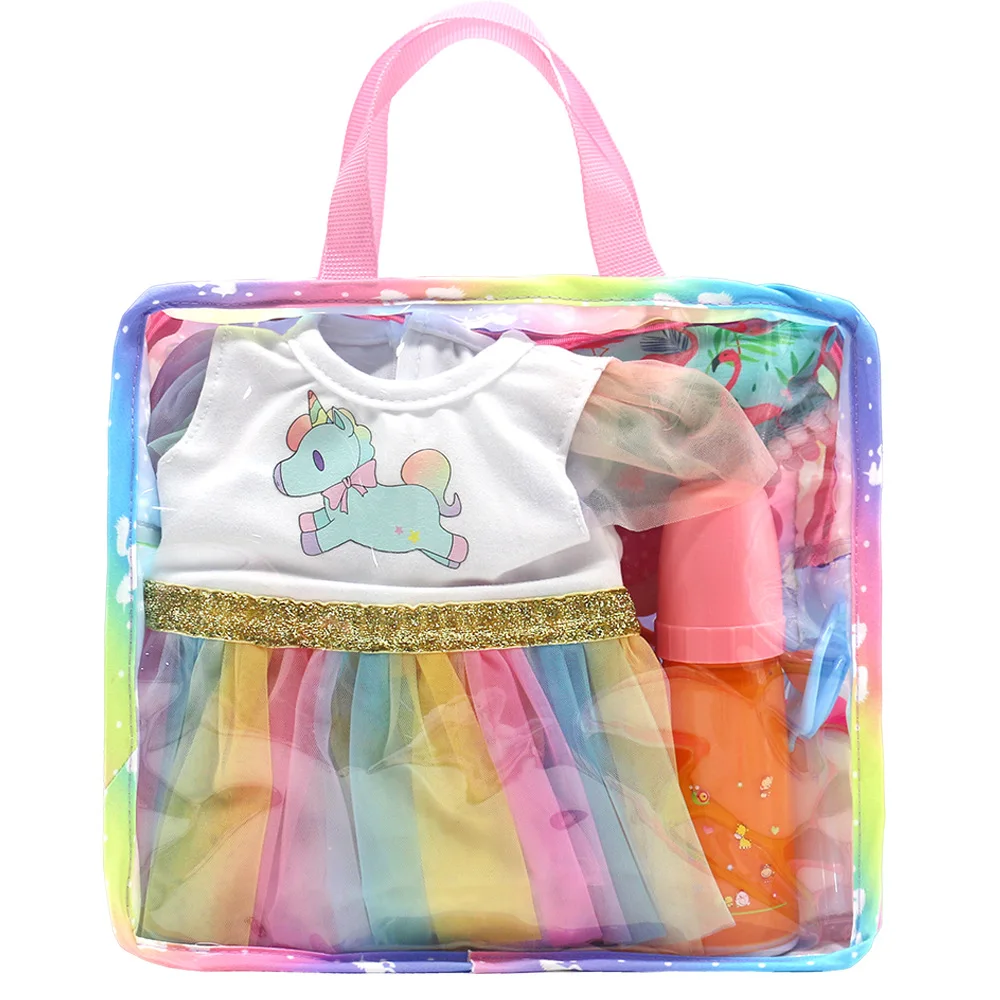 Doll Clothes 43 cm for 17Inch Dolls Baby Born Doll Rainbow Handbag  Clothes Baby Christmas Gift Doll Accessories