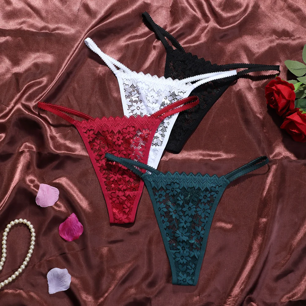 Women's Sexy Panties Lace Jacquard Pattern Ventilate European And American Butterfly Knot Hollowed Out Lingerie Super Comfortabl