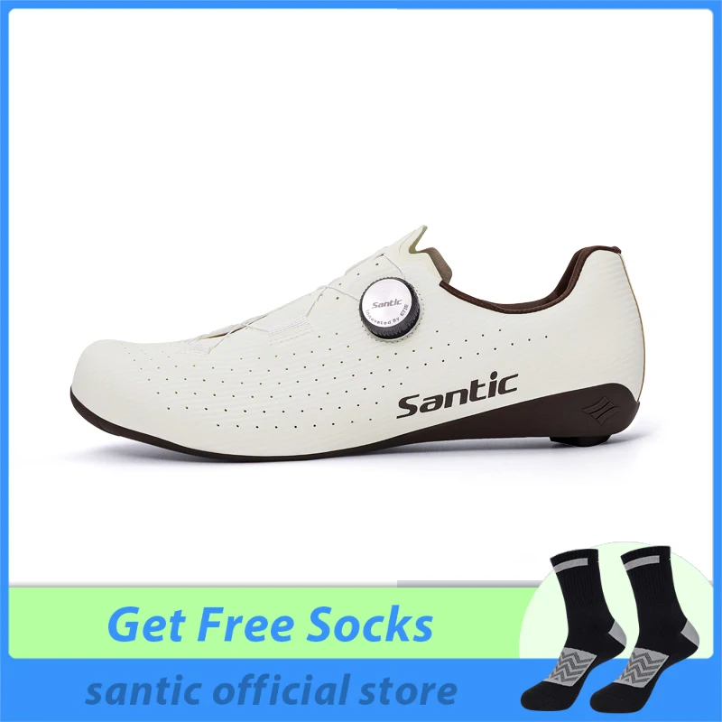 

Santic Carbon Fiber Road Bike Shoes Professional Cycling for Men Racing SPD Cleats Road Cycling Lock Shoes WZS24043