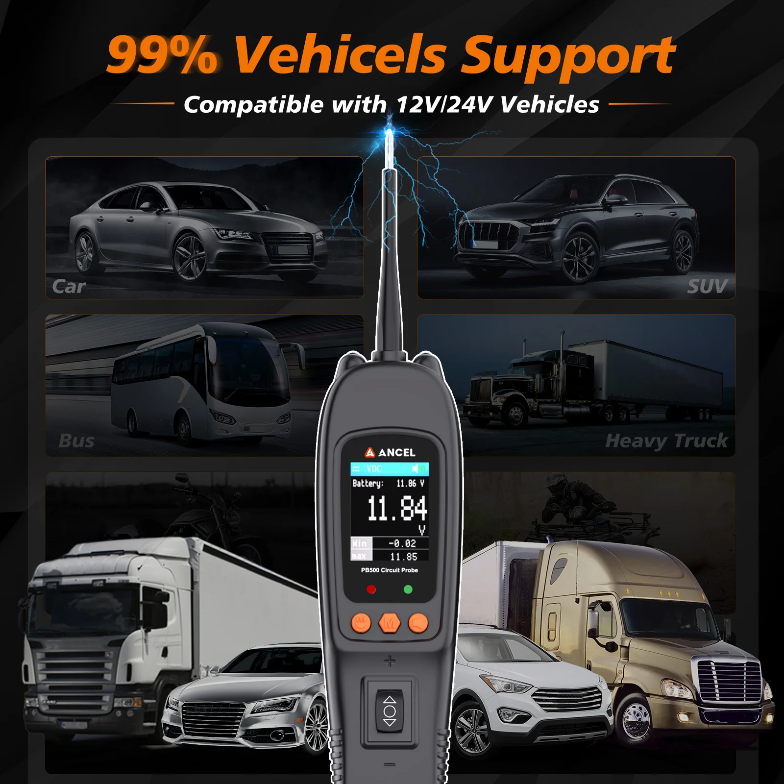 ANCEL PB500 Electric Circuit Tester Car Power Scan Automotive Tools Car Multi Meter Circuit Diagnostic Tool PK PS100 OS2600