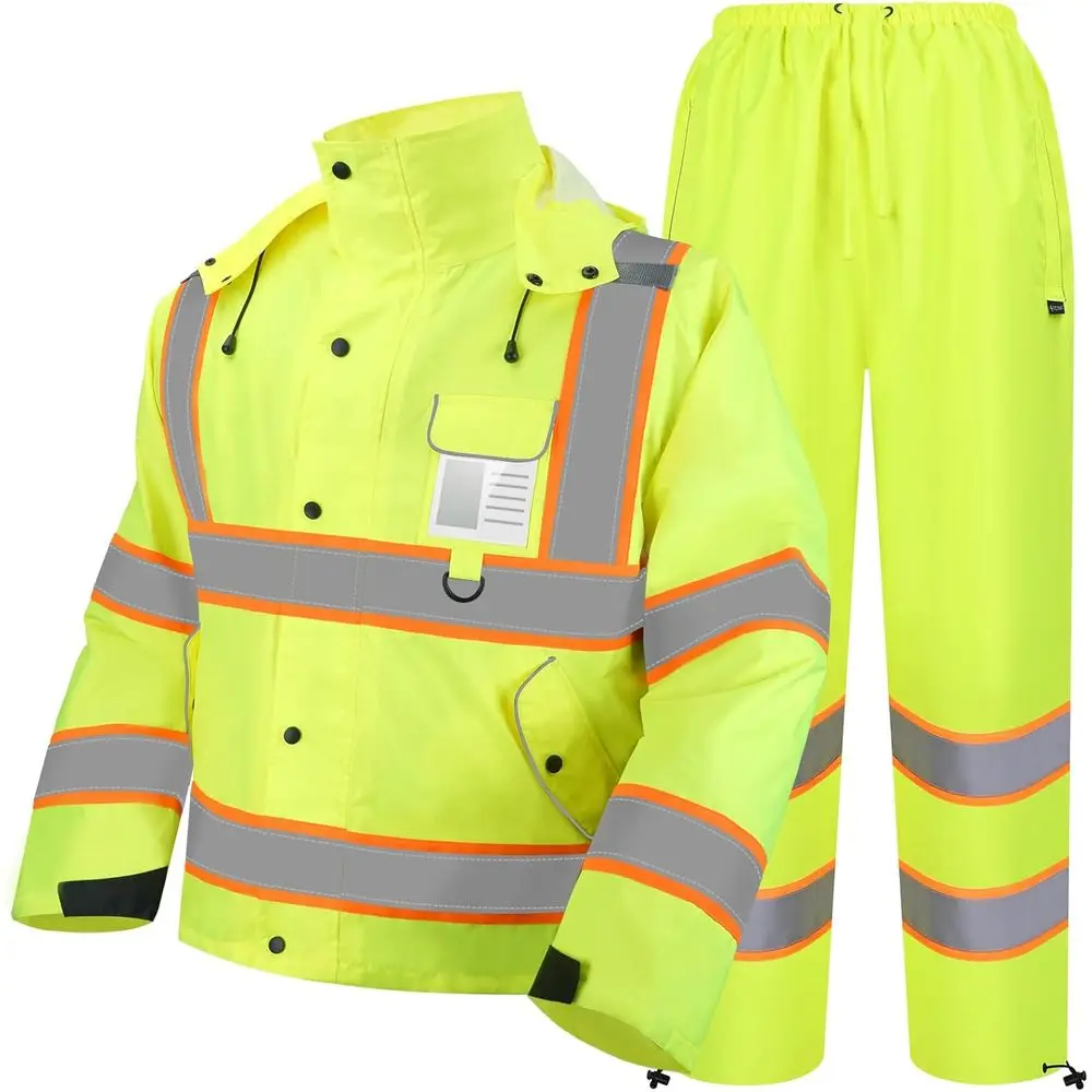 

Костюм для дождя TICHi Vis (куртка и брюки), ANSI Class 3, светоотражающий, высоковидимый, защитный.