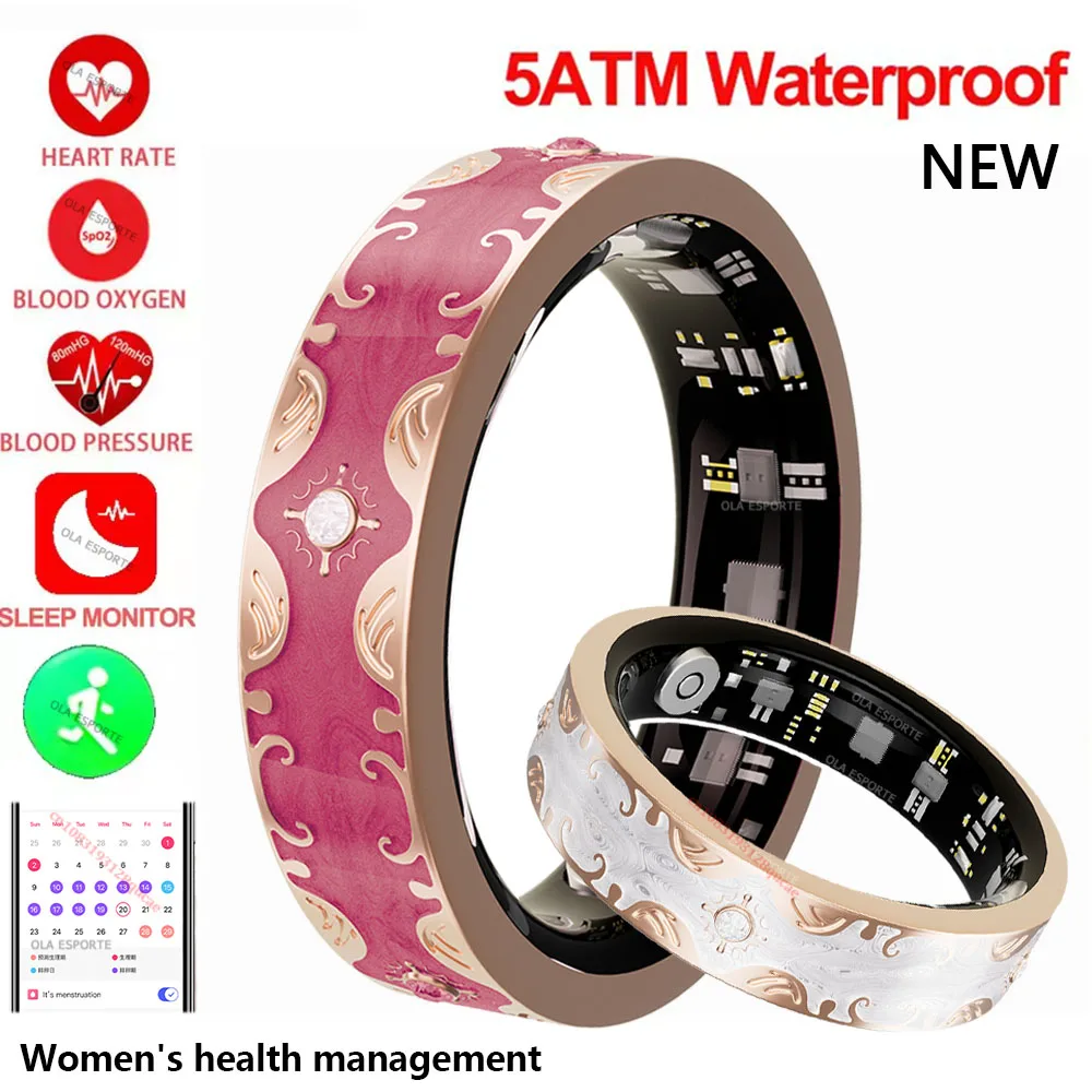 R10 Smart Ring Women's Health Management Blood Pressure Heart Rate Sleep Monitor IP68 Waterproof Multi-sports Mode Smartring Man
